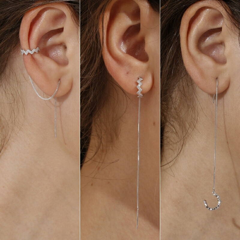 楽天市場】【返品保証/シルバー925】hln ピアス イヤーカフ 2way