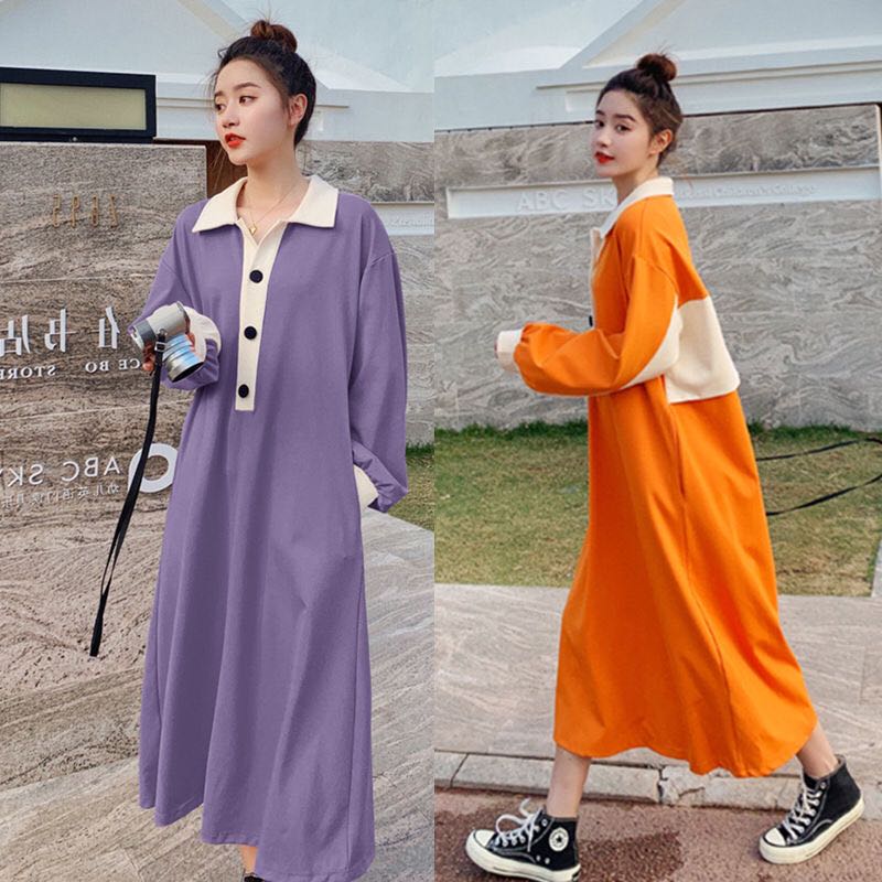 楽天市場】ロングワンピース ロングワンピ 襟付き ワンピース