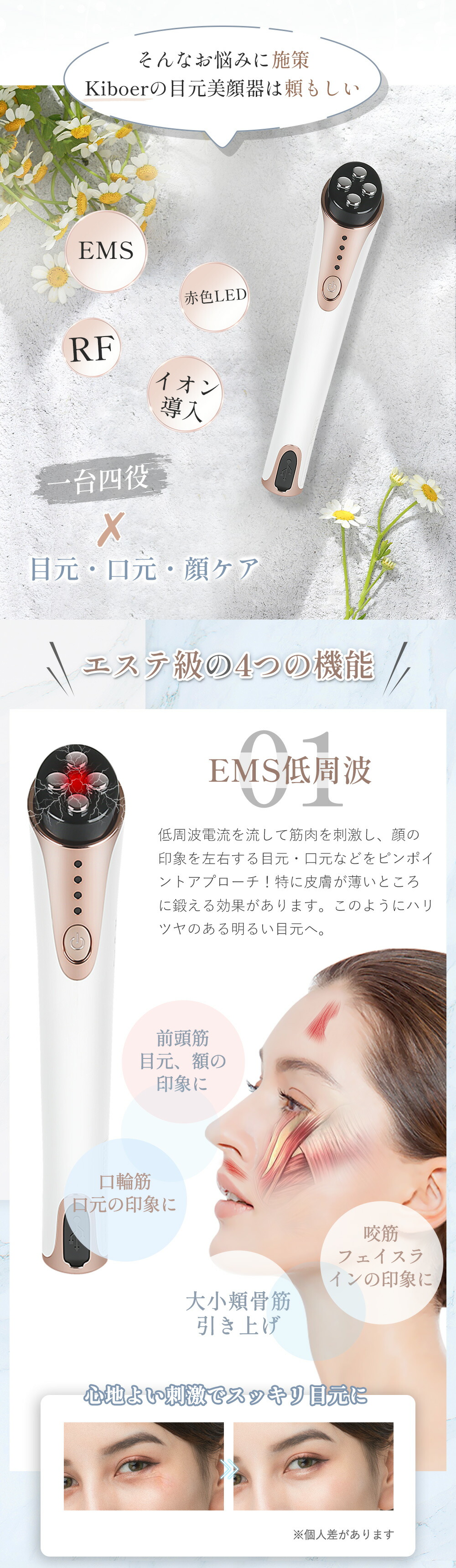 楽天市場】【10%OFFクーポン】Kiboer 目元美顔器 ems 目元ケア 目元