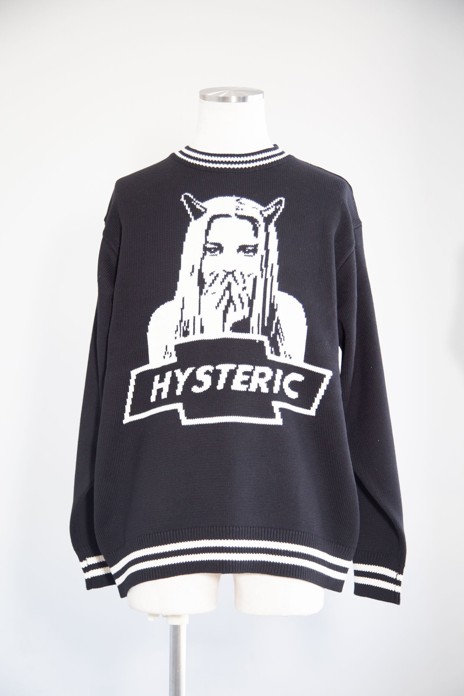 HYSTERIC GLAMOUR - DEVIL MADE ME DO IT編込 セーター / ブラック | Tempt