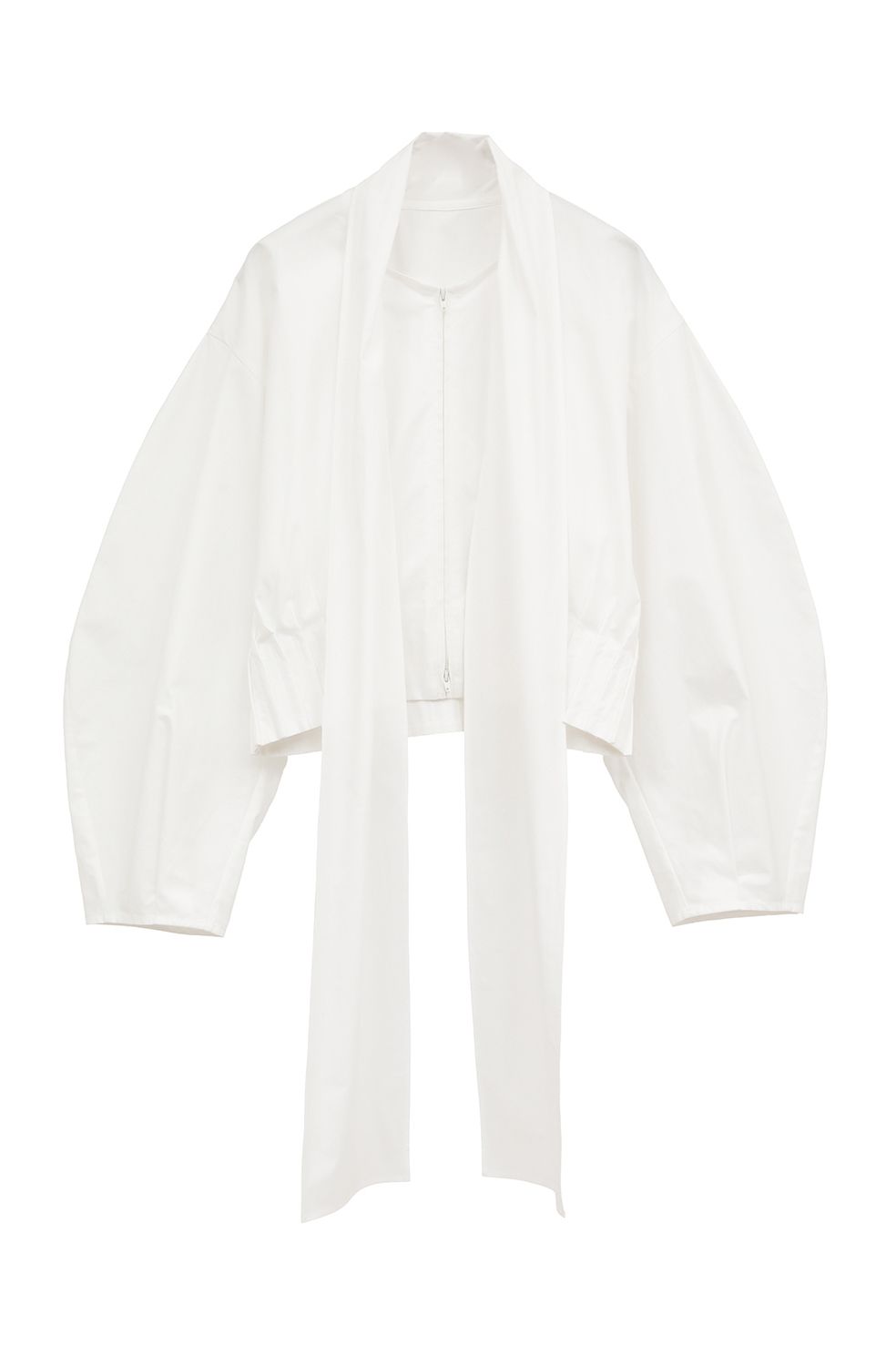 CLANE - リボンジップシャツ - RIBBON ZIP SHIRTS - WHITE | ADDICT