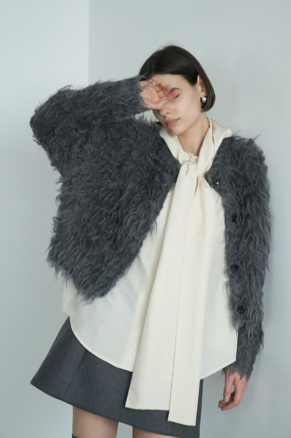 CLANE - シャギ― ショートカーディガン - SHAGGY SHORT KNIT CARDIGAN