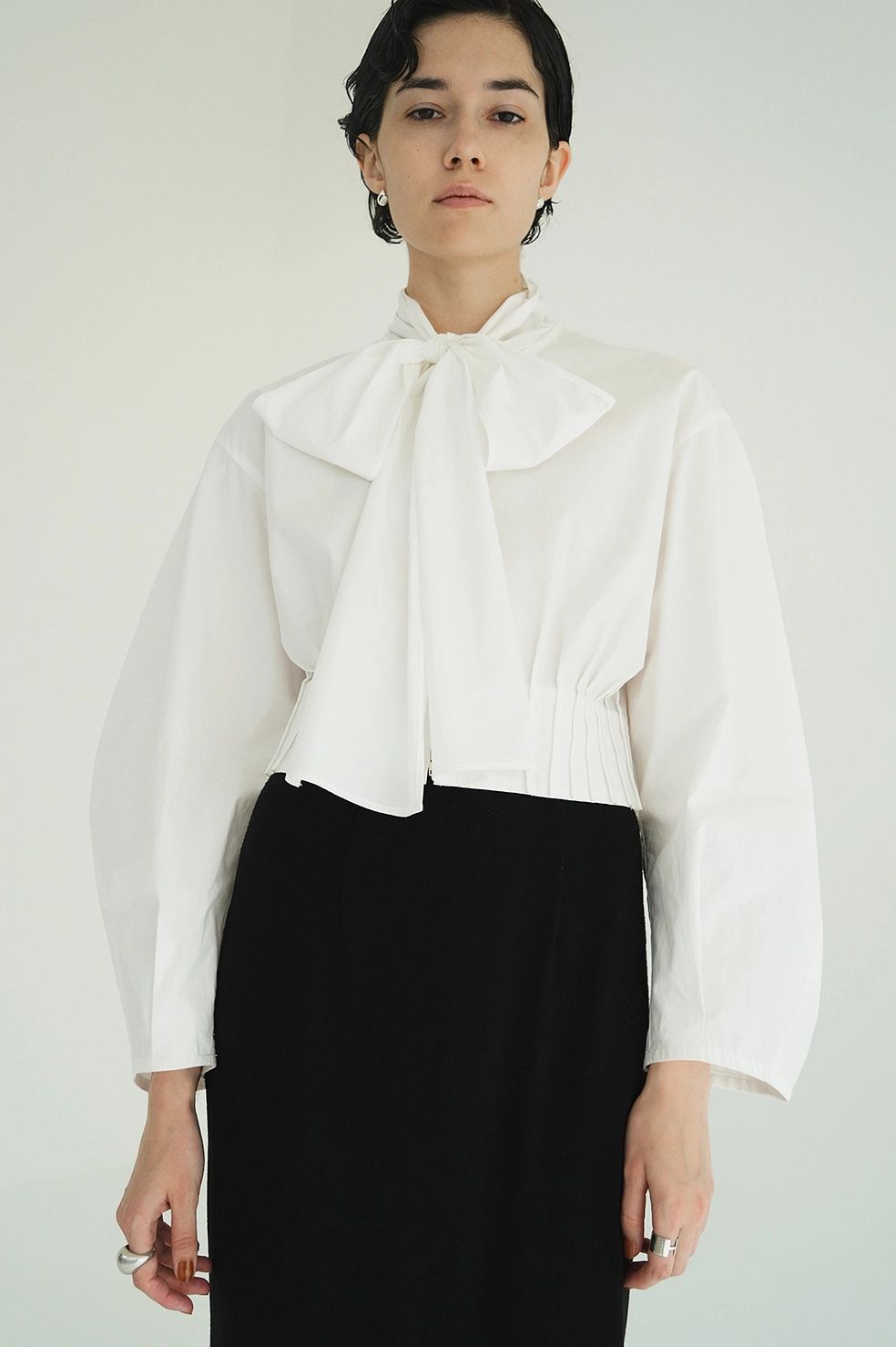 CLANE - リボンジップシャツ - RIBBON ZIP SHIRTS - WHITE | ADDICT