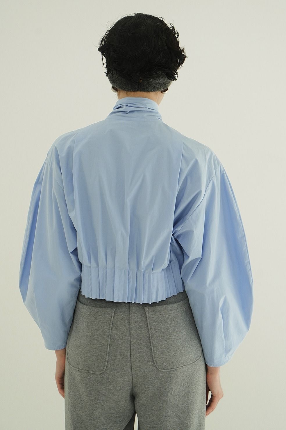 CLANE - リボンジップシャツ - RIBBON ZIP SHIRTS - SAX | ADDICT WEB SHOP