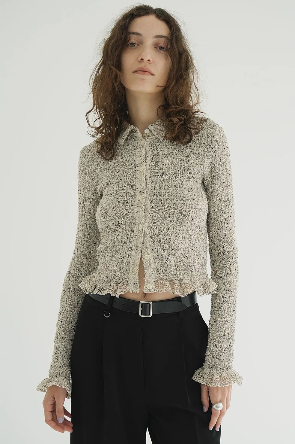 CLANE - ミックメッシュギャザーシャツ - MIX MESH GATHER SHIRT