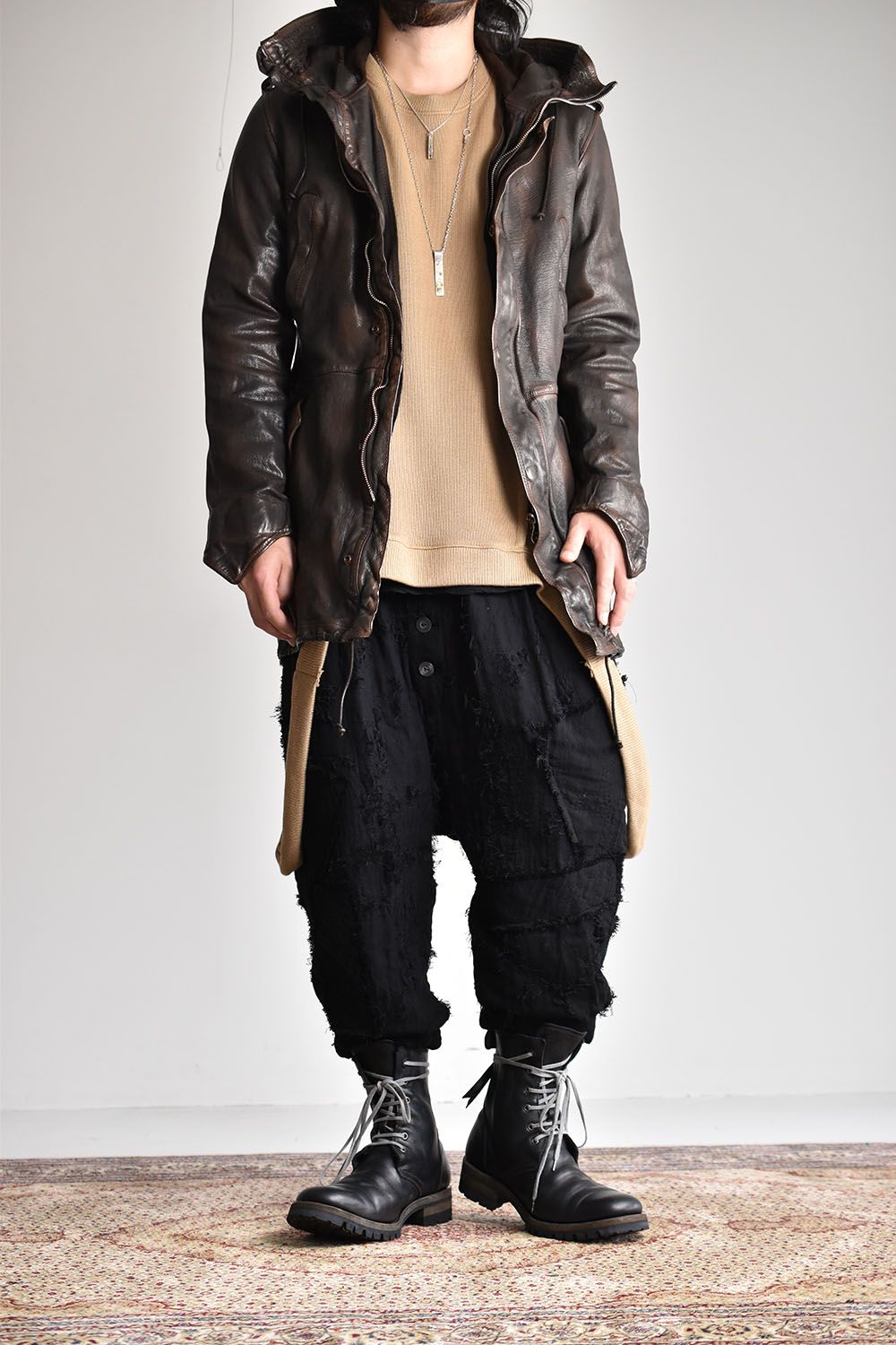 BACKLASHゴートタンニンレザーモッズコート