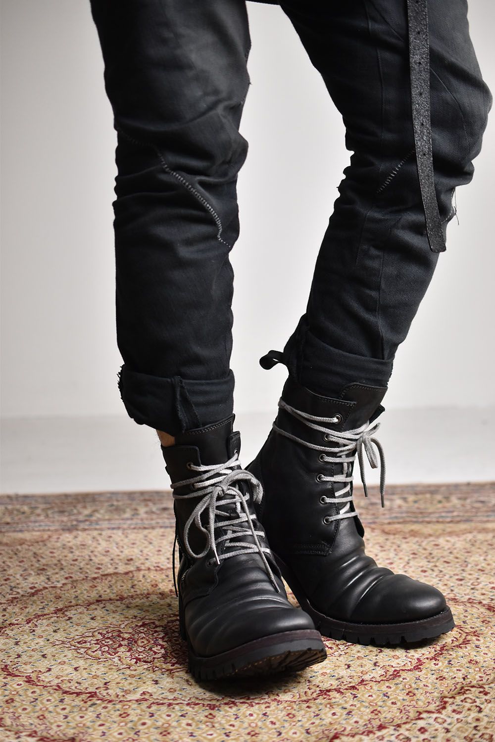 D.HYGEN - Horse Leather Lace Up Combat Boots
