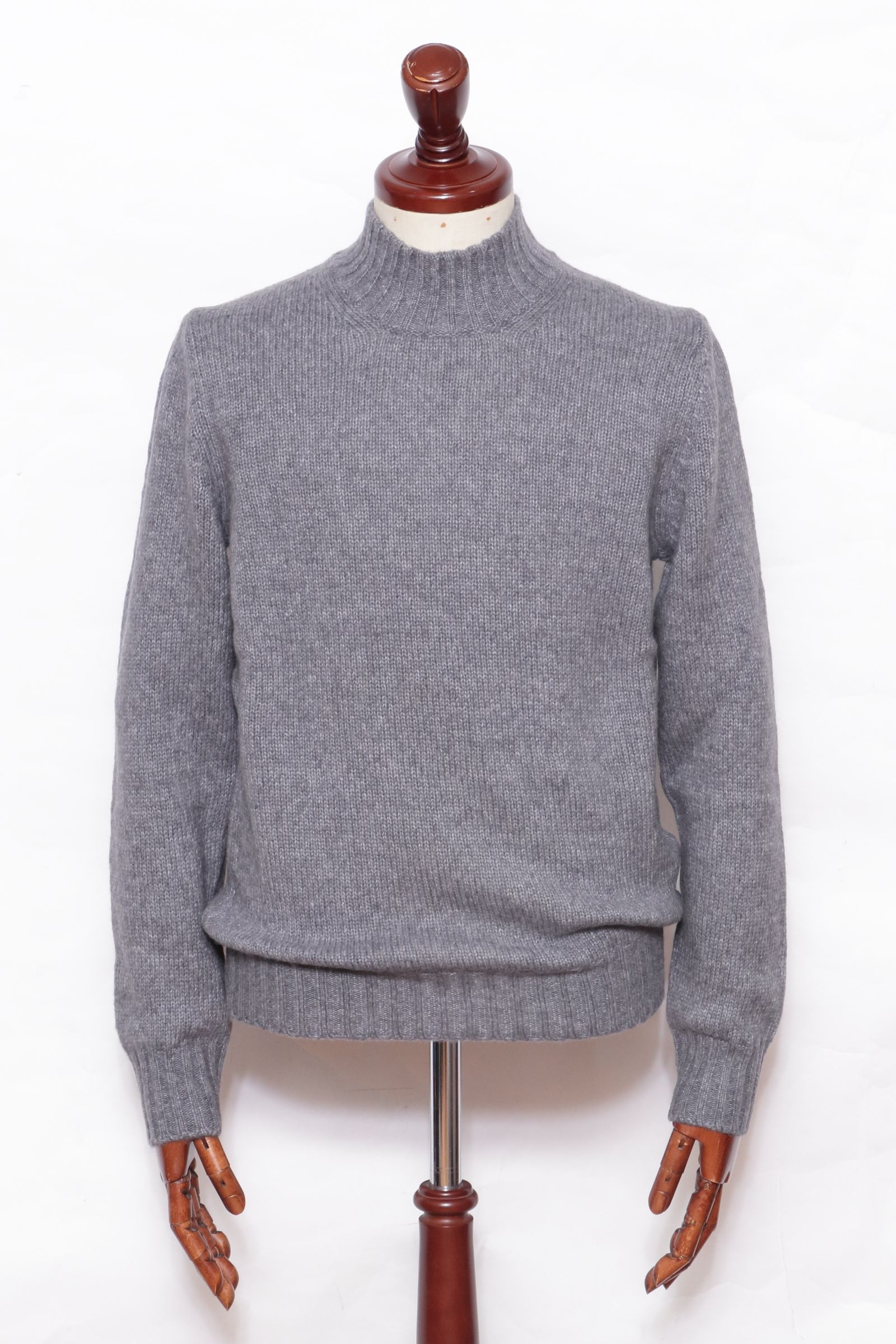 Gran Sasso - 5G ミドルゲージ ウールナイロン モックネック ニット