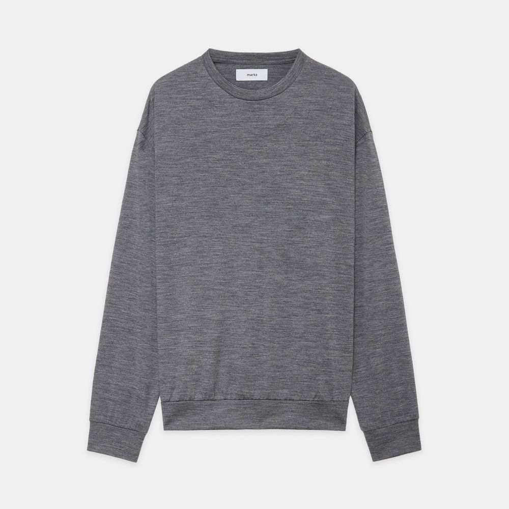 marka - CREW NECK - TOP GRAY / ウォッシャブルウール天竺 - クルー