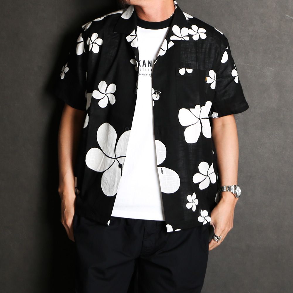 RATS - FLOWER ALOHA S/S SHIRT - BLACK / ハワイアンシャツ / 24'RS
