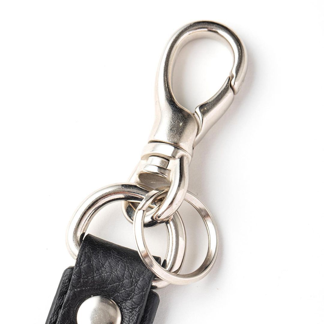 CALEE スタッズレザーキーホルダー　30cm CALEE - STUDS LEATHER KEY HOLDER (BLACK) / スタッズ レザー