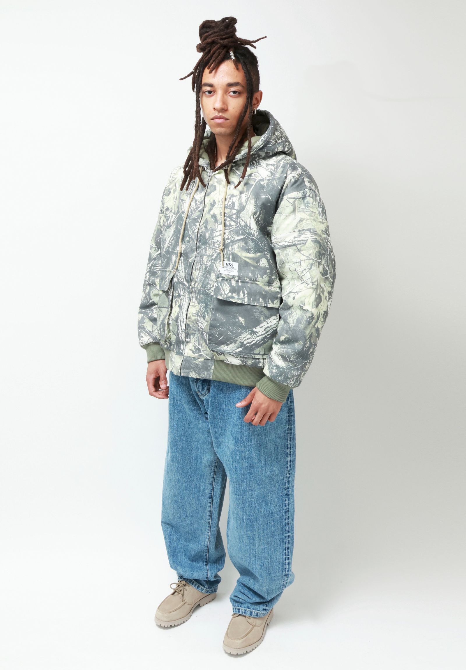 HIDE AND SEEK - 【ラスト1点】Camo Zip Hooded Jacket (BEIGE CAMO