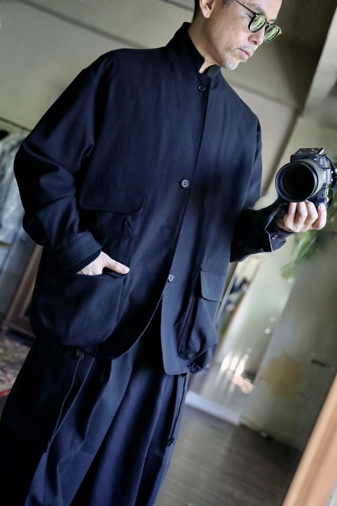 COMME des GARCONS HOMME ウールサージ縮絨ドローコードジャケット