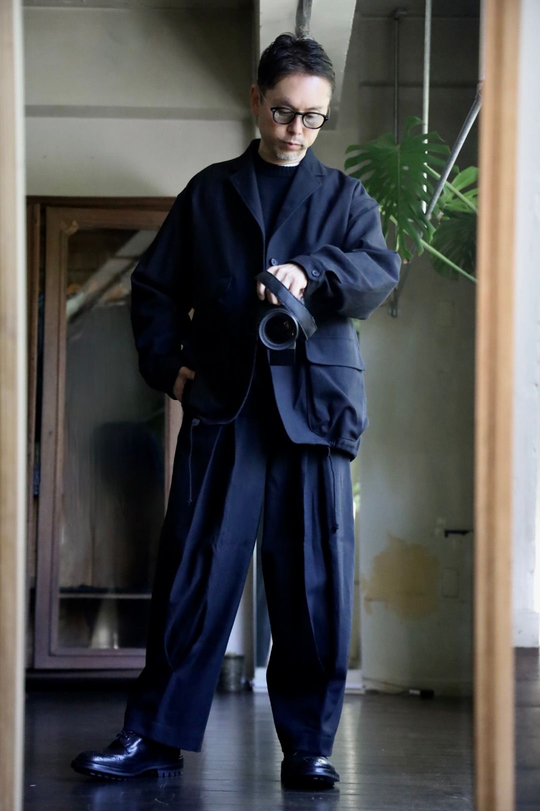 COMME des GARCONS HOMME ウールサージ縮絨ドローコードジャケット