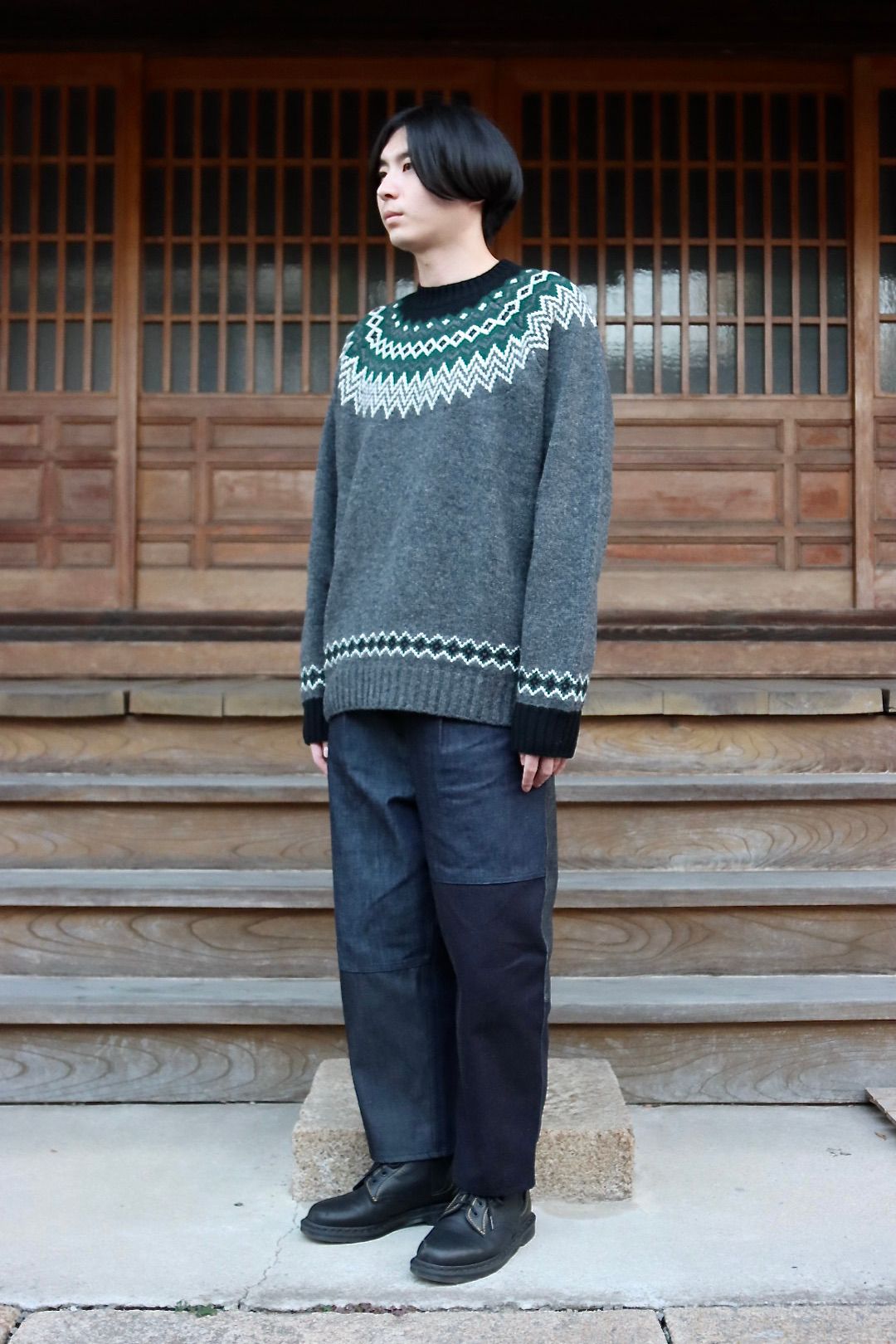 JUNYA WATANABE COMME des GARCONS MAN ウールジャガードニット求心柄