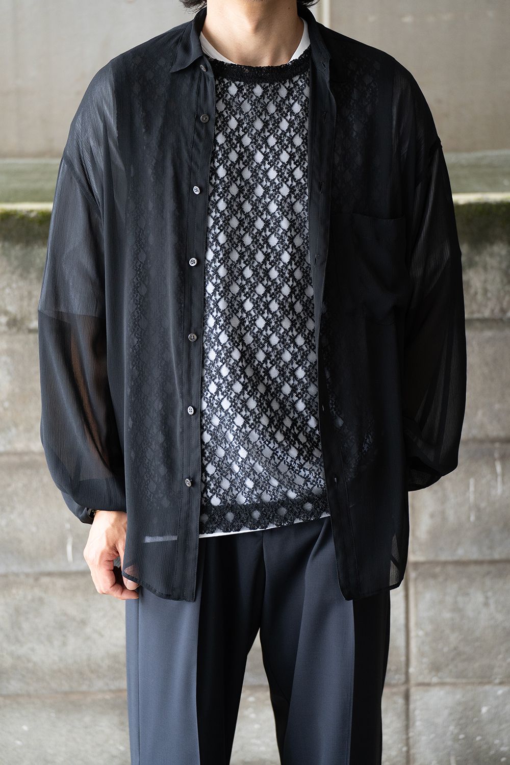juha - 【ラスト1点】【24SS】Oversized Sheer Shirt/オーバーサイズド