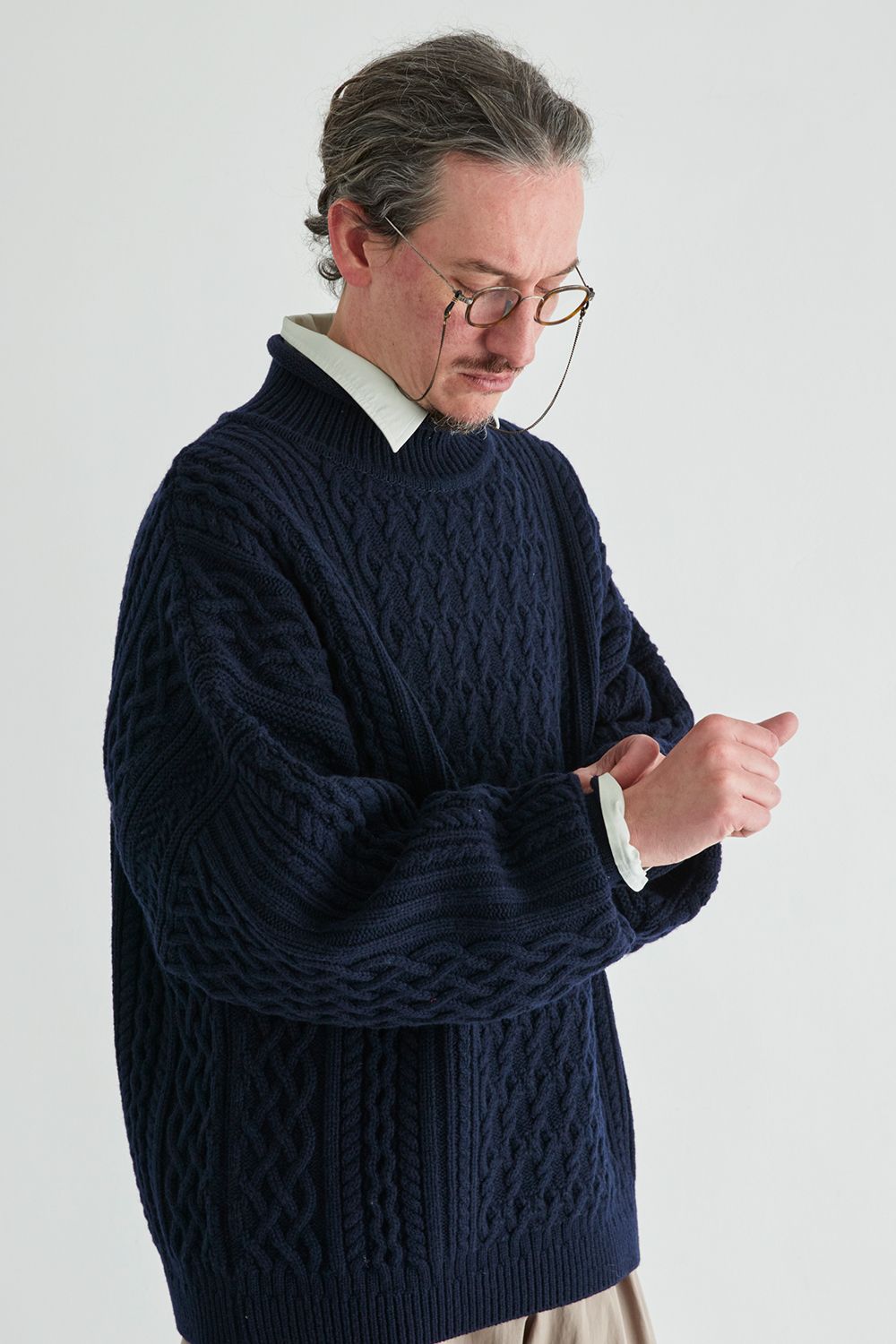 YASHIKI - 【ラスト1点】Banka Curl High Neck Knit(NAVY) | Salty