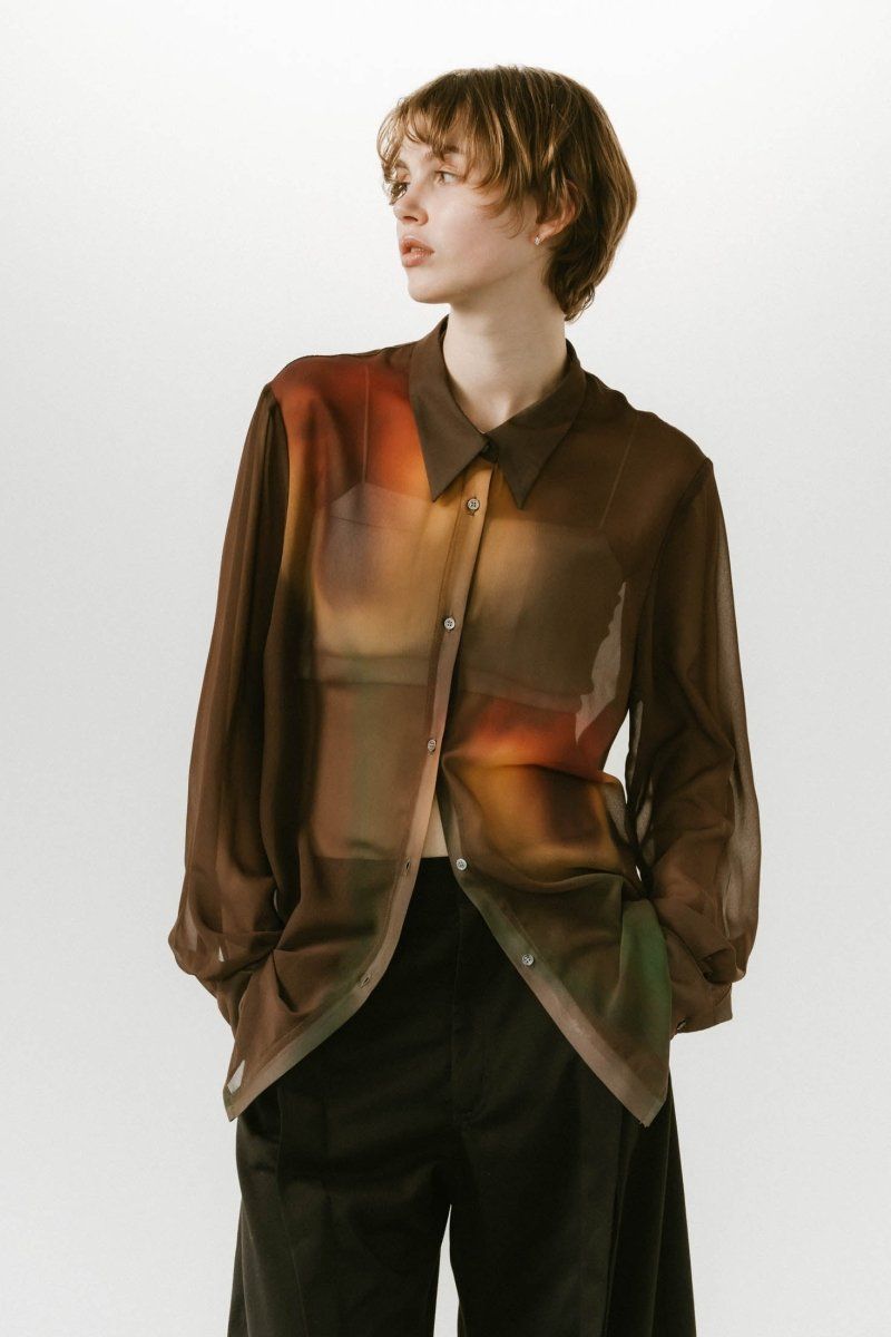 Knuth Marf - flower print sheer shirt / フラワープリントシアー