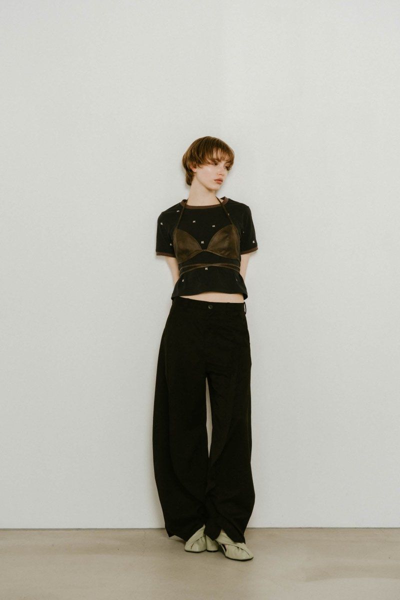 Knuth Marf - wrap leather bustier / ラップレザービスチェ (ブラウン