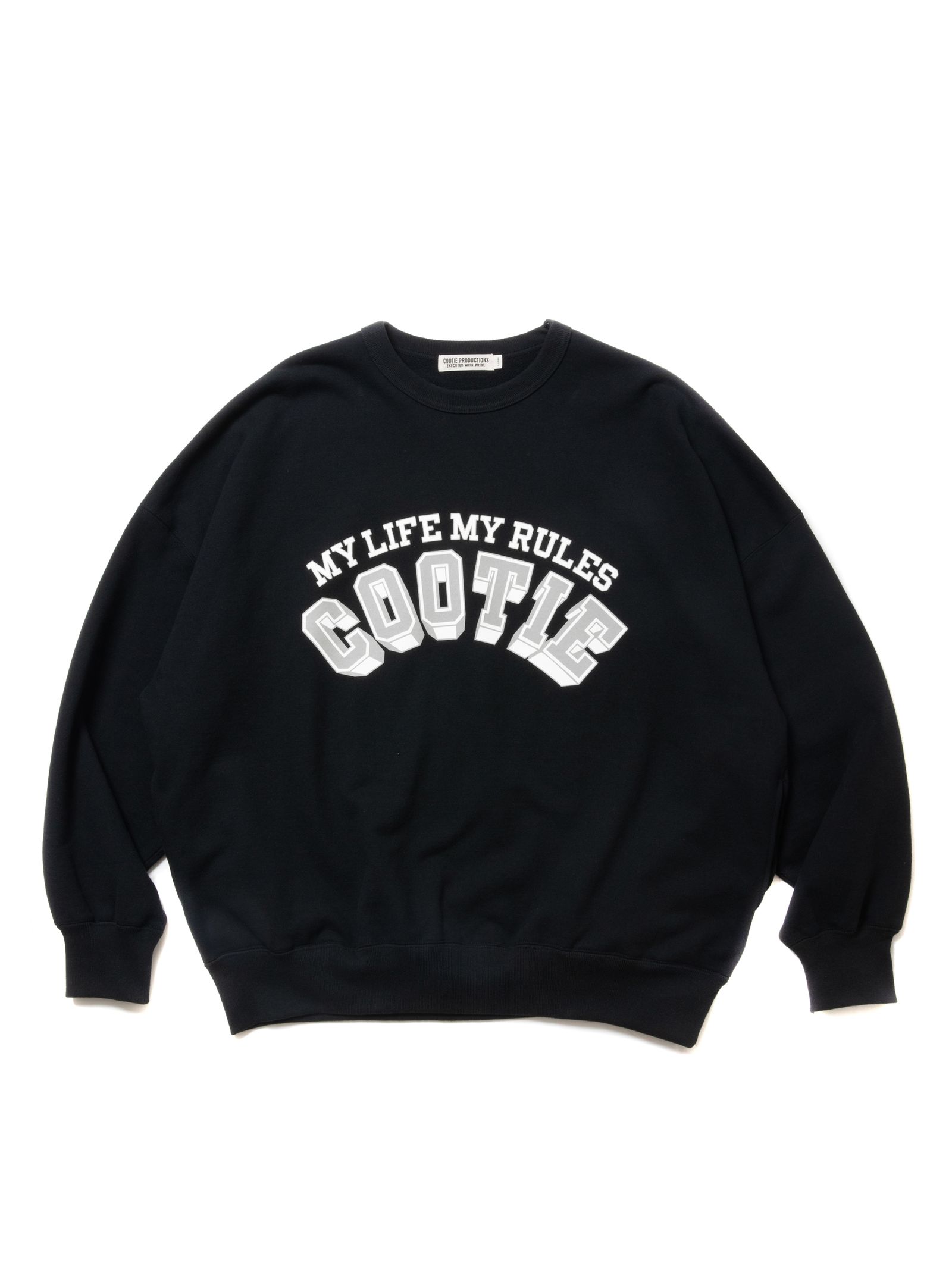 COOTIE PRODUCTIONS - Open End Yarn Print Sweat Crew / BLACK