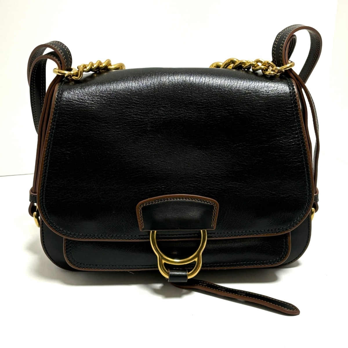 ミュウミュウ/ショルダーバッグ/ダリア/黒×ブラウン/ゴートスキン