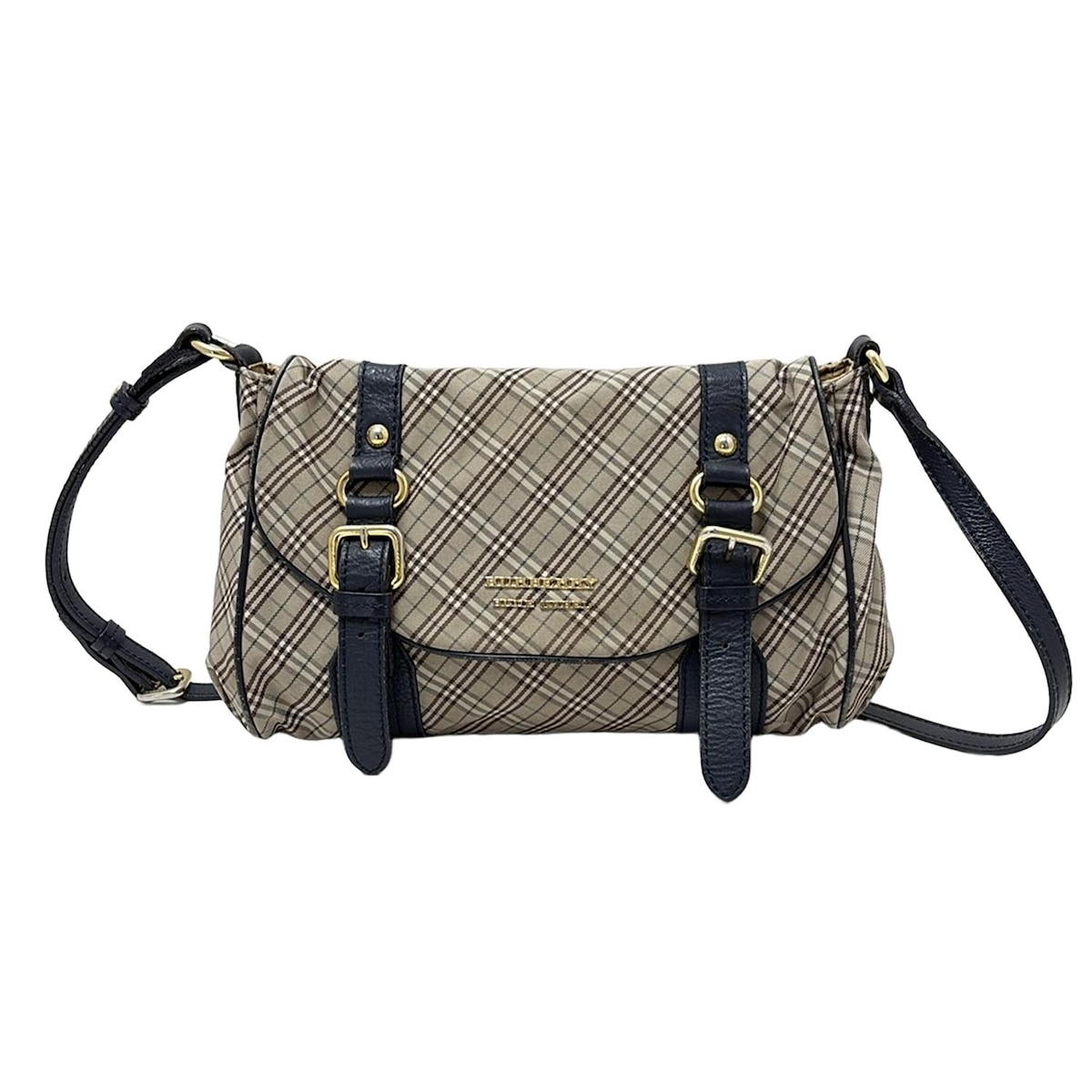バーバリーブルーレーベル/ショルダーバッグ/ベージュ×ネイビー×マルチ