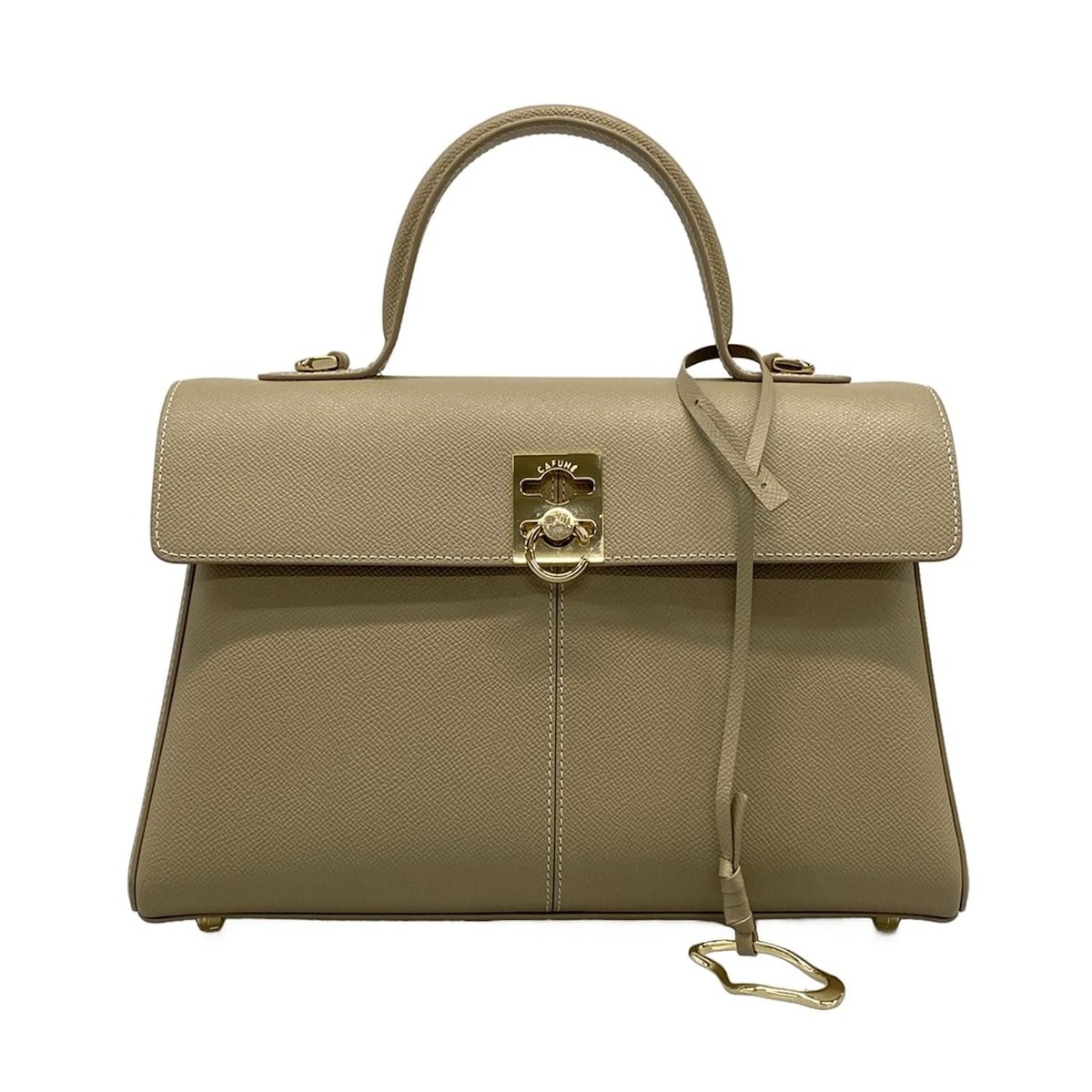 カフネ ハンドバッグ スタンスバッグ トープ(グレーベージュ) レザー