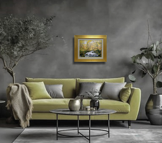 奥入瀬の秋を描いた油絵” 百瀬太虚「阿修羅の流れ」 F6 油彩画 600×500