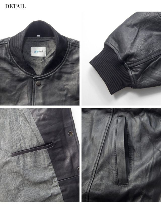 YOUSED ユーズド オールレザースタジアムジャンパー スタジャン 本革