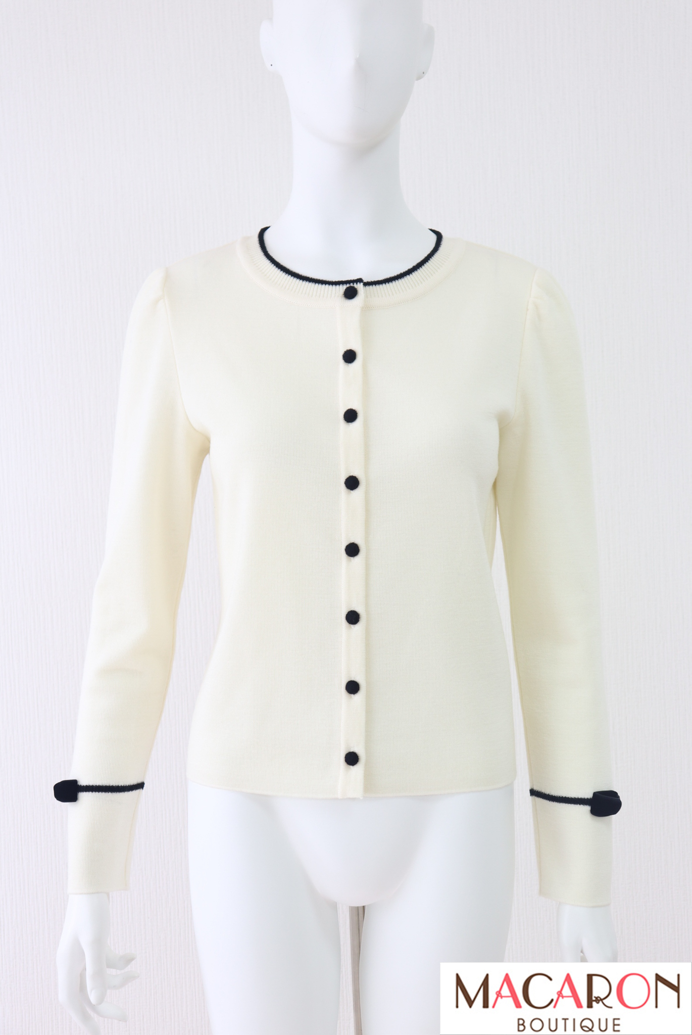 Rene（ルネ） ベロアリボンウールニットカーディガン 6432520