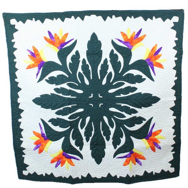 Hawaiian quilt ハワイアンキルトタペストリー(大) 「バードオブ