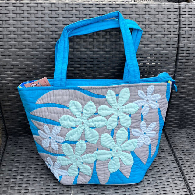 ハワイアンキルト トートバッグ ジンジャー シダ ファスナー付き