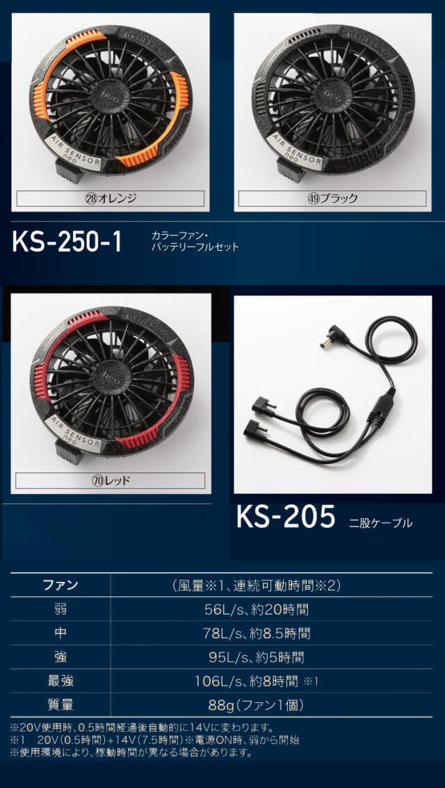 クロダルマ エアセンサーネオ 20V カラーファンバッテリーフルセット