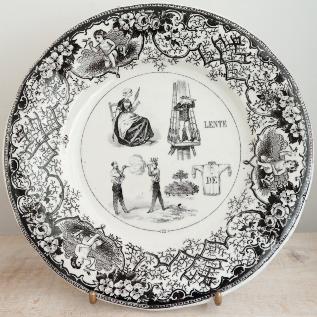 フランス製 破格！ビンテージのルーアン窯のローソク立て付きインク壺