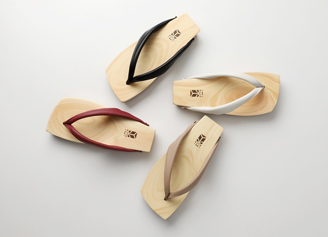 国産ひのきのデザイン下駄 「茶人」 - 水鳥工業