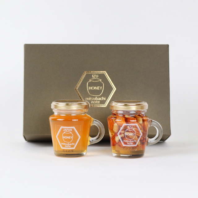 301]はちみつ2本セット（花々の雫・ナッツ漬け 各120g）化粧箱付き