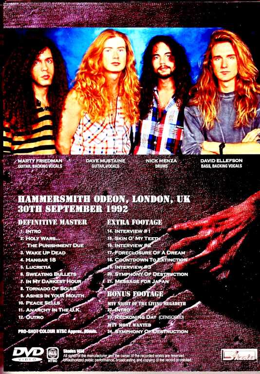Megadeth メガデス/London,UK 1992 Upgrade & more
