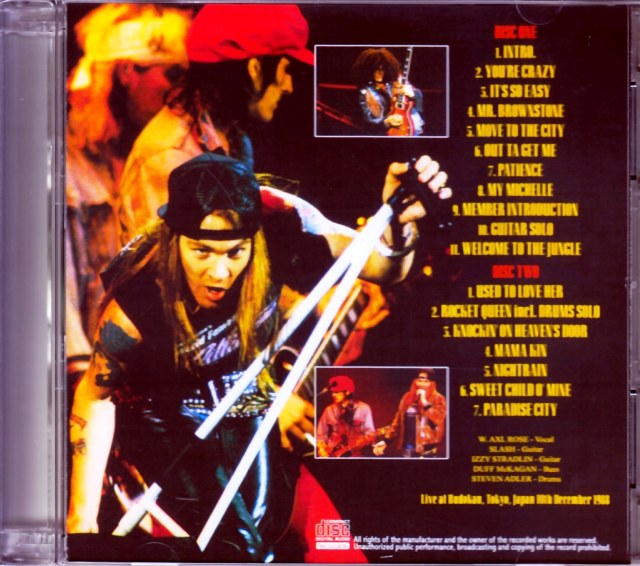 Guns N' Roses ガンズ・アンド・ローゼス/Tokyo,Japan 1988