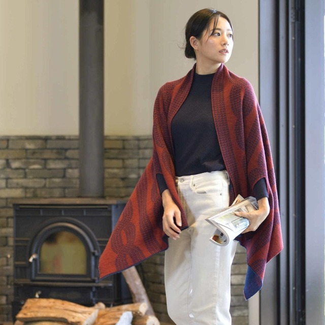 mino］nico 大きな縄柄 ウール100% [214-04-05]