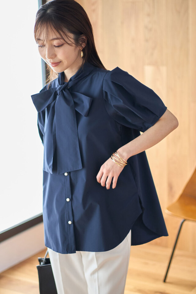 2WAY取り外し可能ボウタイブラウス
