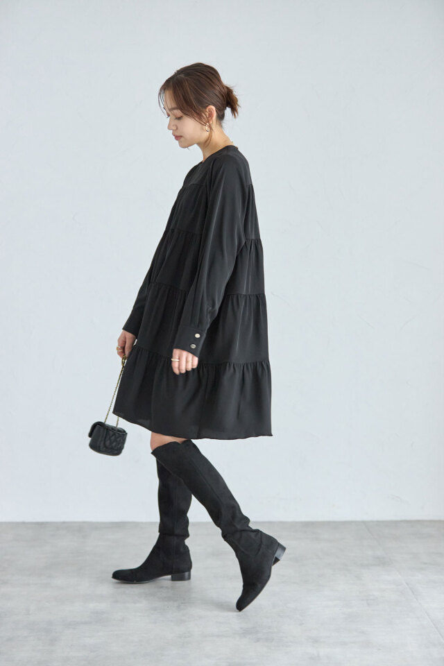 ギャザーティアードミニワンピース