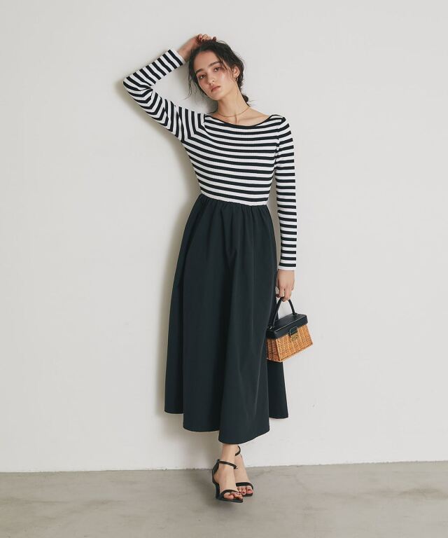 前後2WAYシャリニットドッキングワンピース（長袖）