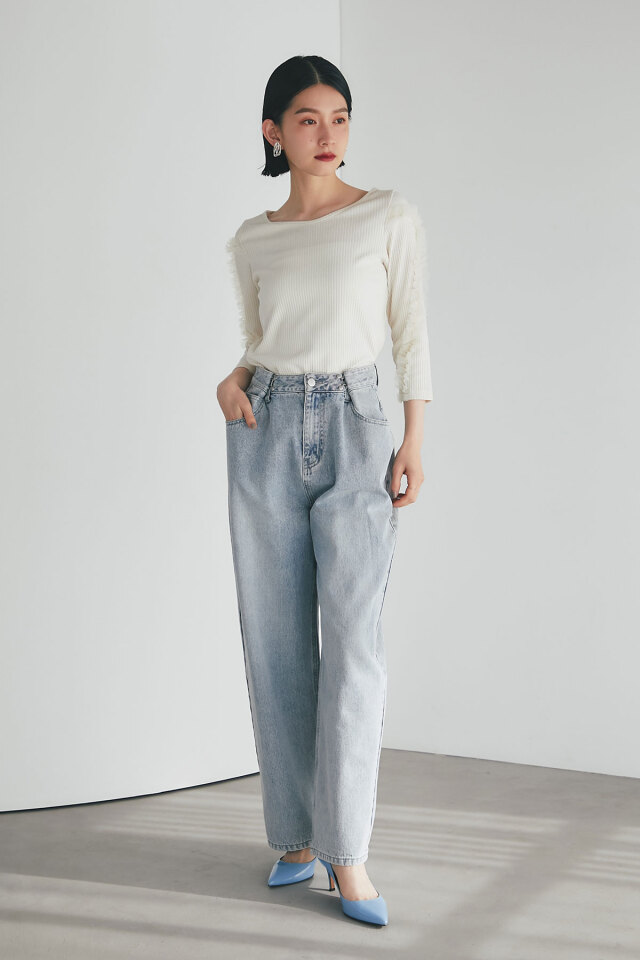 ウエストフックタックデニム