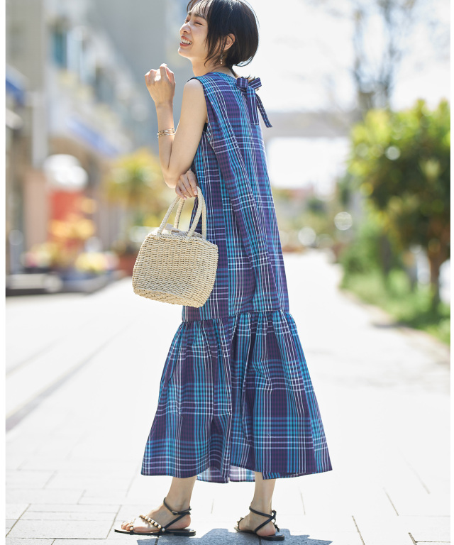マドラスチェックノースリーブワンピース※WEB Store限定販売