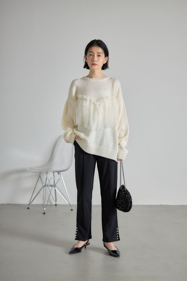 アルパカタッチチュールドッキングニットプルオーバー※一部店舗のみ入荷