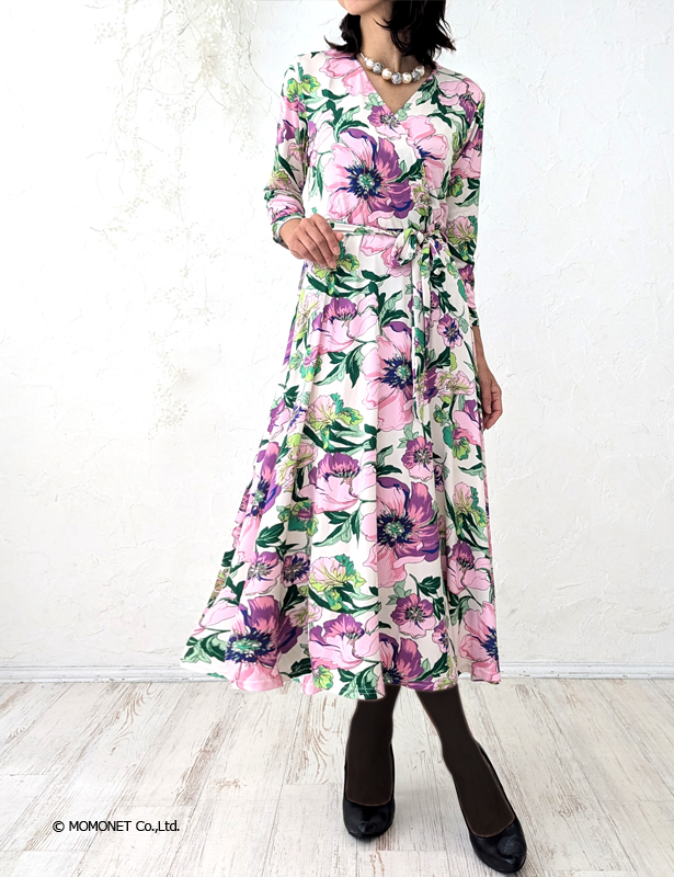 EGERIE)エジェリ ワンピース ROSAS T1T2T3 半袖5分袖 マキシ丈ロング