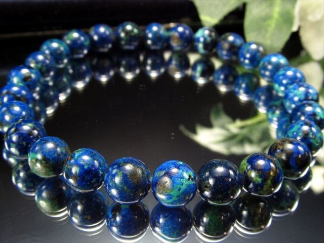 まるで地球 アズライトマラカイト ブレスレット 9mm-9.5mm×21珠前後