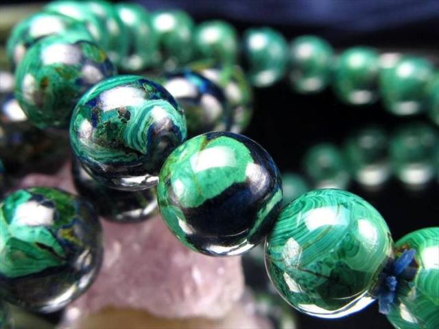 アズライトマラカイト ブレスレット 7mm-7.5mm×26珠前後 高品質！濃色