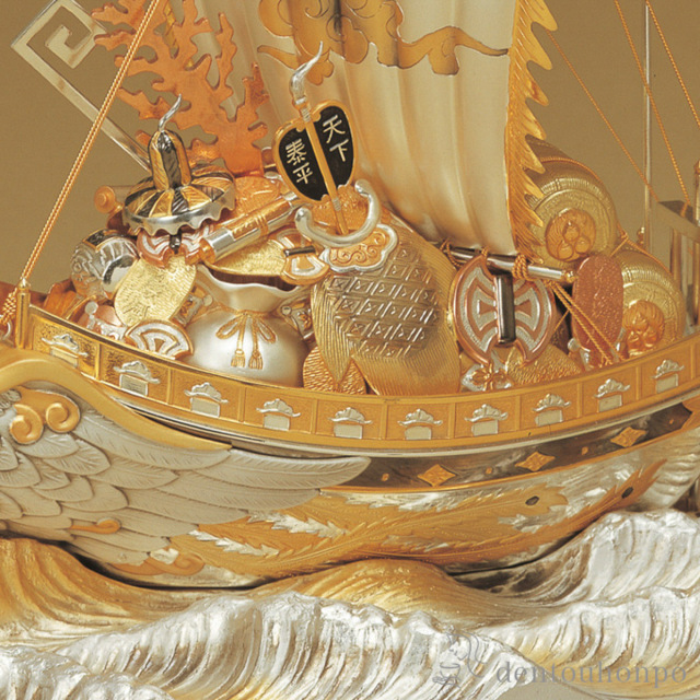 送料無料】 銀製 宝船 鳳凰 C 350g / 武比古 置物 七福神 恵比寿 大黒