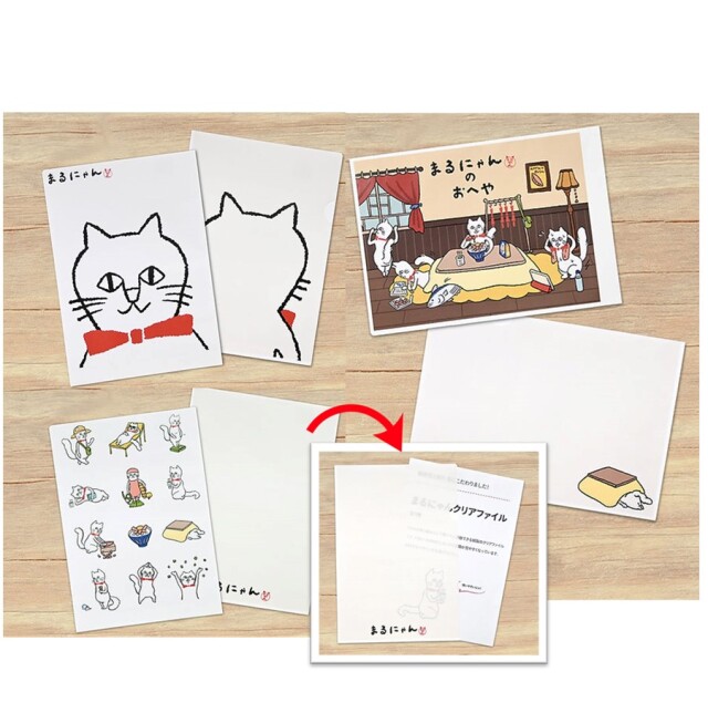 片面が半透明で見やすい【まるにゃんまみれ】クリアファイル1枚